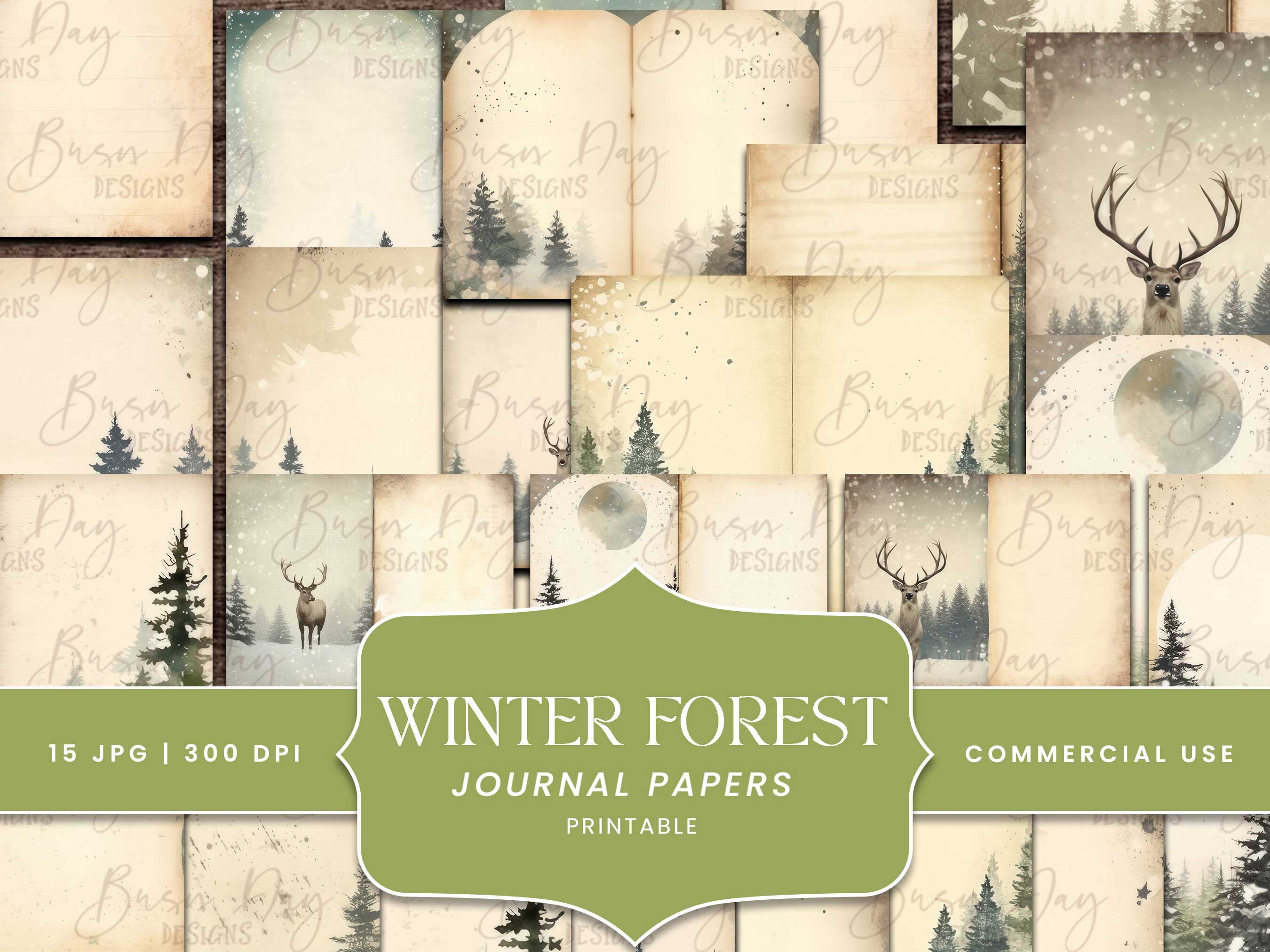 Winter Forest Junk Journal Vintage Paper