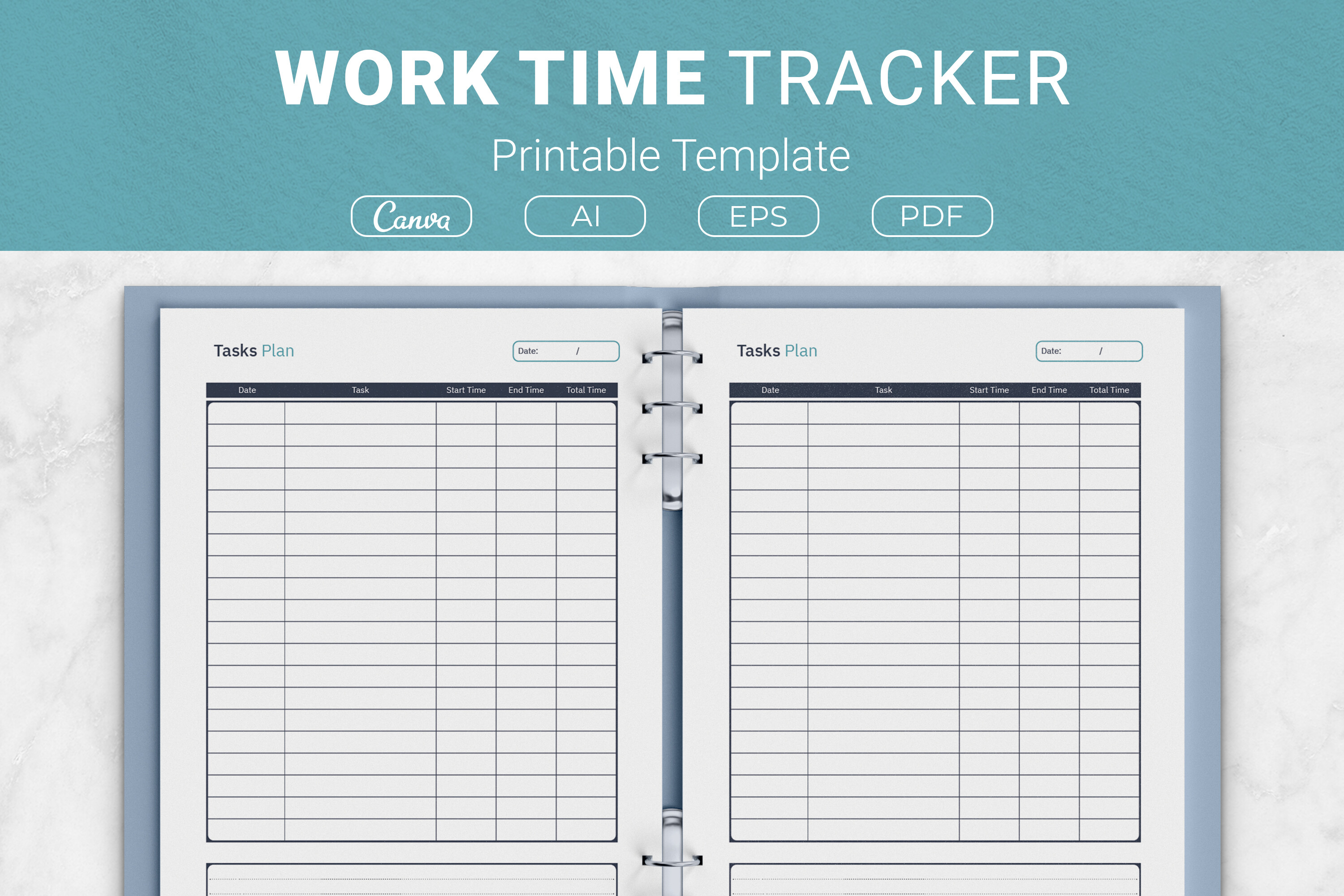 Work Time Tracker Printable Template Graphic by JUNDI · Creative Fabrica