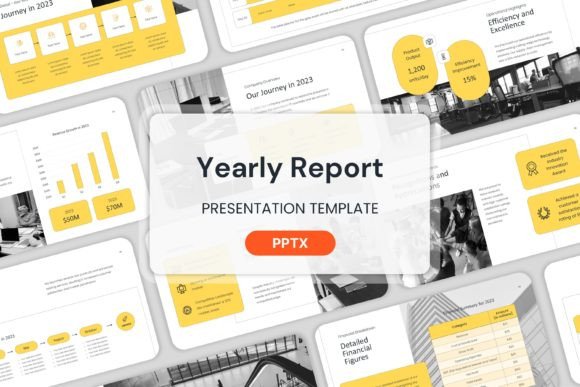 Preview of Yearly Report - Powerpoint Templates PowerPoint template