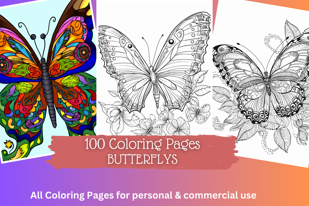 100 Butterfly Coloring Pages for Kids