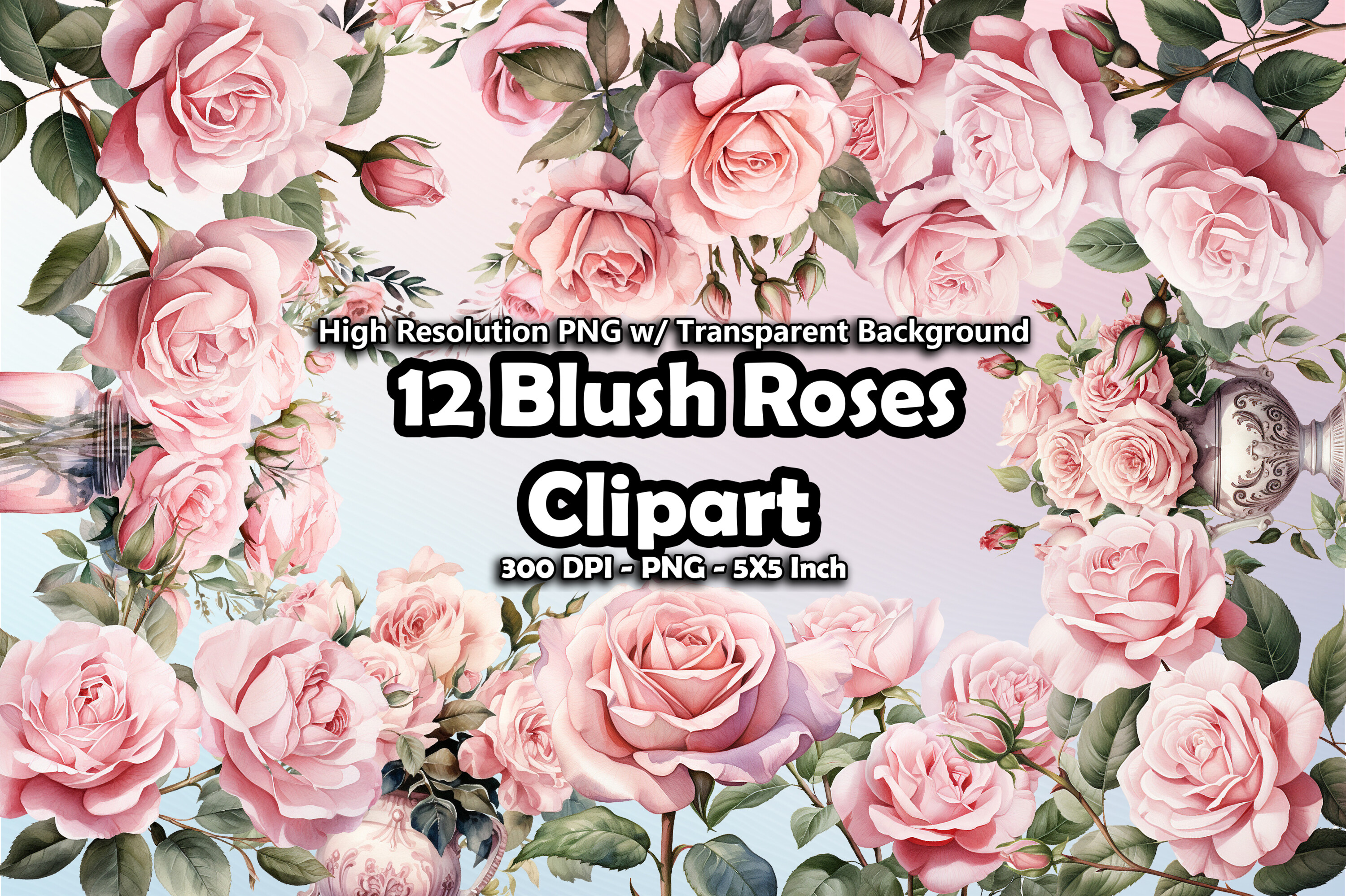 12 Blush Rose Clipart PNG Graphic by printztopbrand · Creative Fabrica