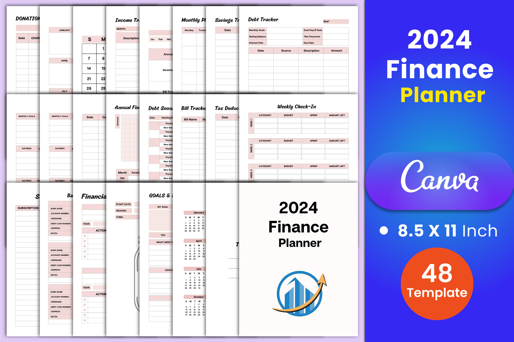 2024 Finance Planner Canva Interior Graphic by munjixpro · Creative Fabrica