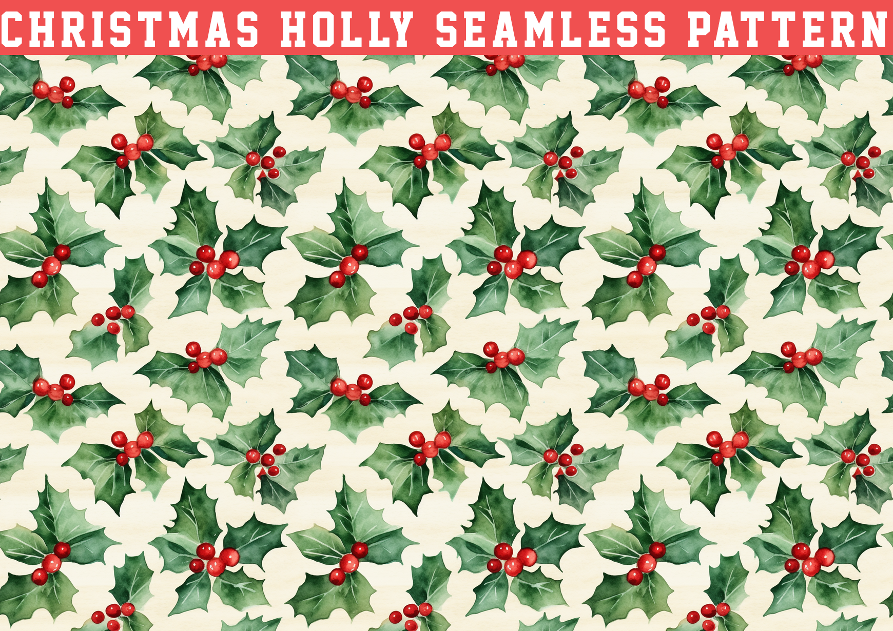 Christmas Holly Pattern Graphic by seasonal · Creative Fabrica