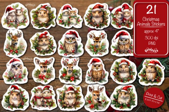 Christmas Stickers Png Bundle Animal Png