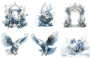 Snowy Owls Garden Clipart Bundle Graphic by Markicha Art · Creative Fabrica