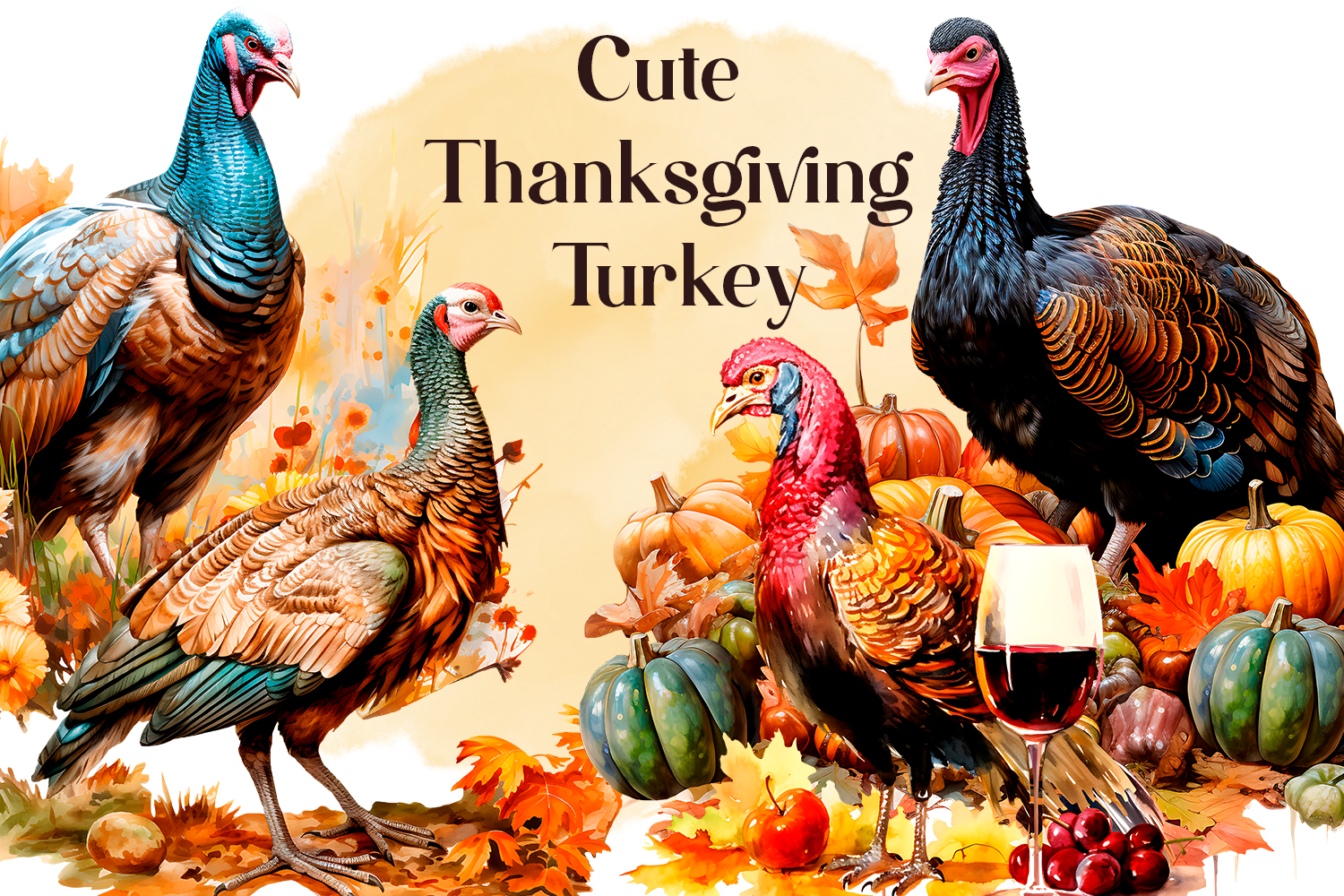 Traditional Thanksgiving Turkey Clipart Graphic by ElenaZlataArt ...