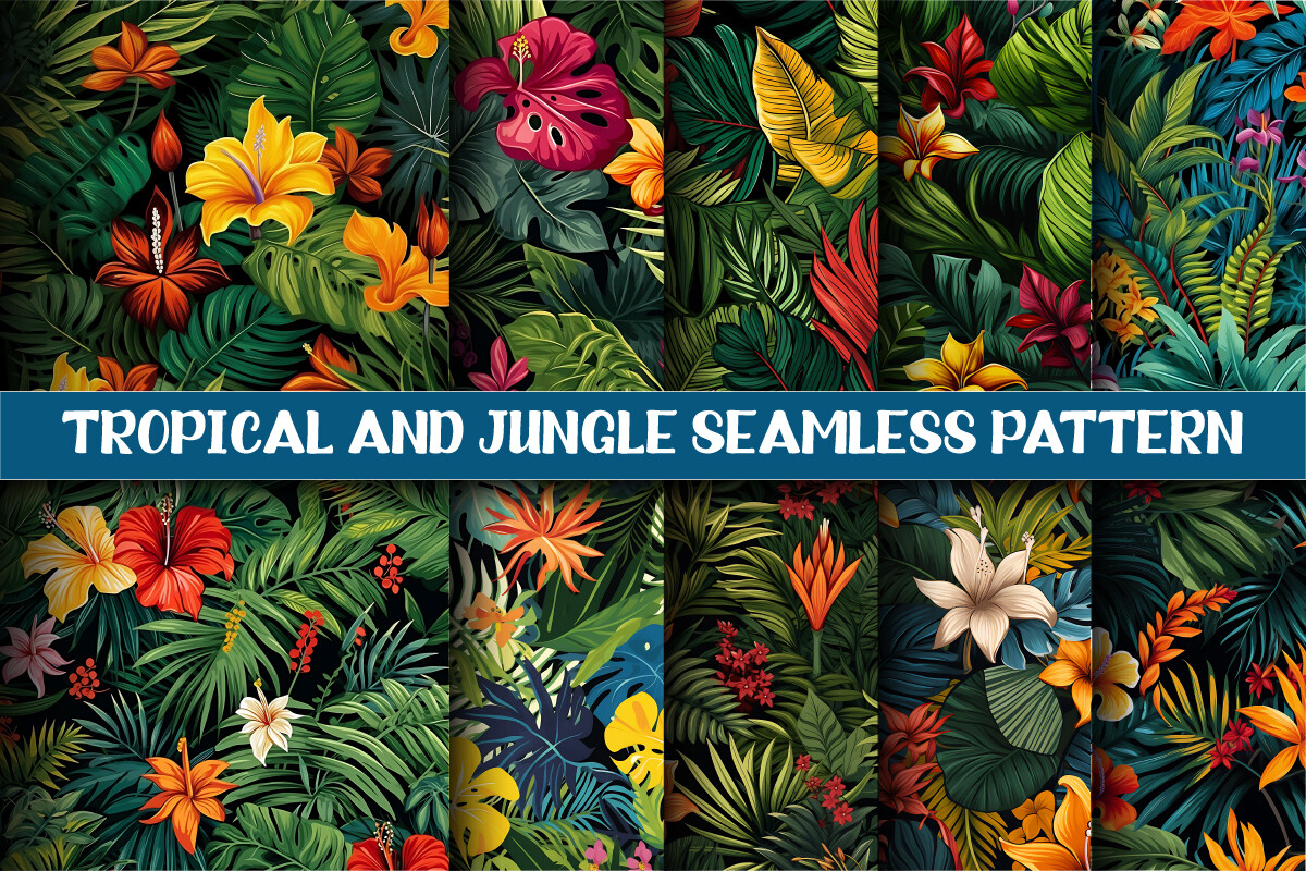Tropical and Jungle Seamless Patterns Graphic by protabsorkar11 ...