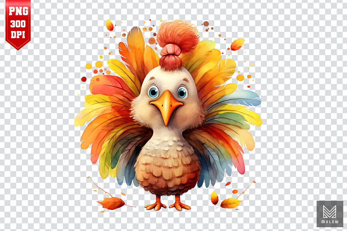 Watercolor Thanksgiving Turkey Clipart Graphic by Mulew · Creative Fabrica