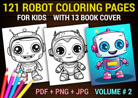 121 Robot Coloring Book Pages for Kids