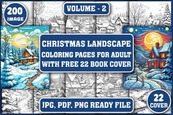 200 Christmas Landscape Coloring Page V2