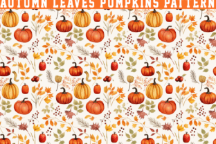Autumn Leaves Pumpkin Pattern Graphic by seasonal · Creative Fabrica