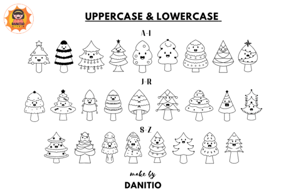 Cute Christmas Tree Font PNG with transparent background - Preview 1