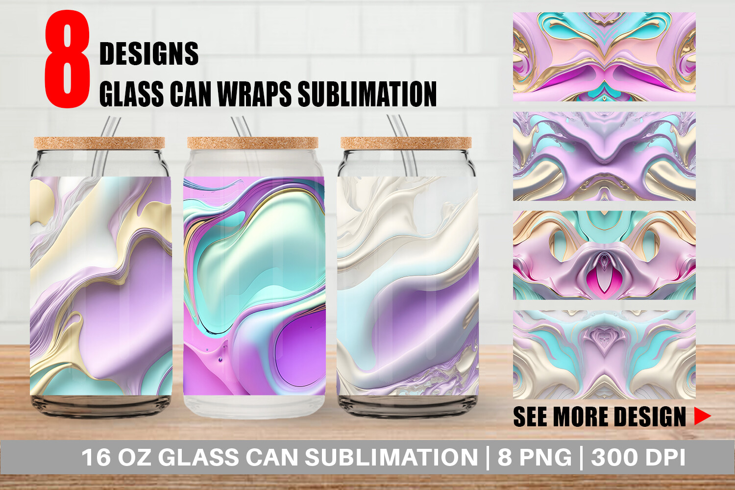 Glass Can 3d Pastel Wavy Liquid Graphic by Artnoy · Creative Fabrica