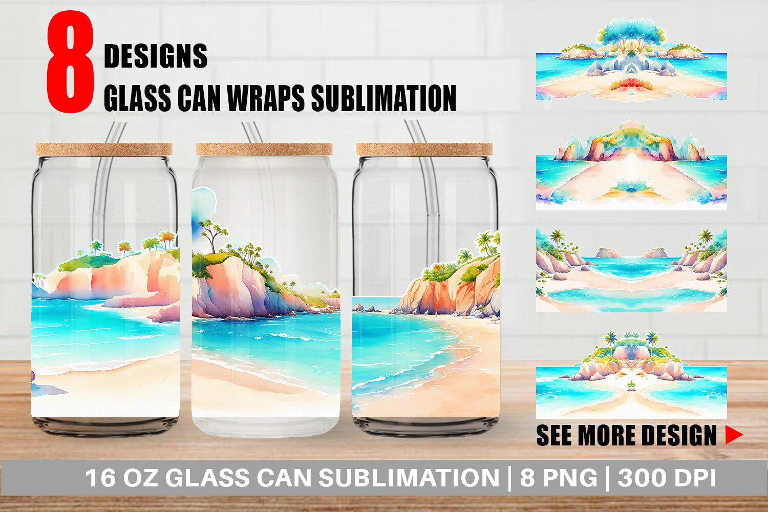 Glass Can Beach Landscape Graphic by Artnoy · Creative Fabrica