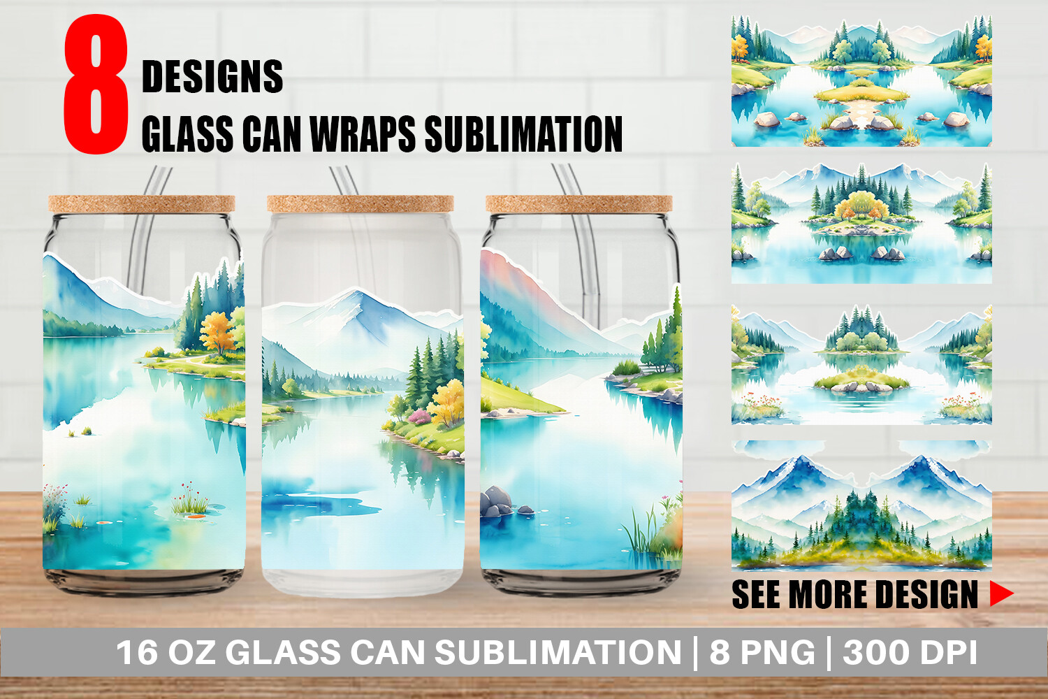 Glass Can Lakes and Ponds Landscape Graphic by Artnoy · Creative Fabrica