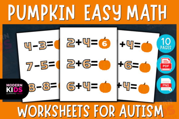 Pumpkin Easy Math Worksheets for Autism