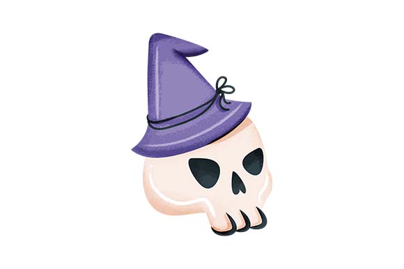 Skull with Witch Hat