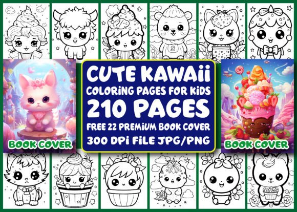 210 Cute Kawaii Coloring Pages for Kids