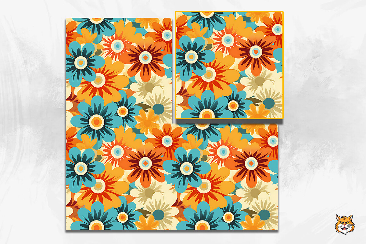 70S Retro Groovy Floral Seamless Pattern Graphic by Meow.Backgrounds ...