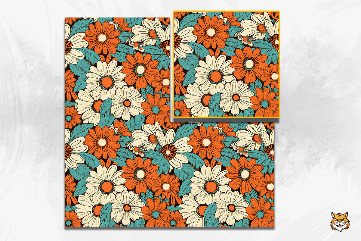 70S Retro Groovy Floral Seamless Pattern Graphic by Meow.Backgrounds ...