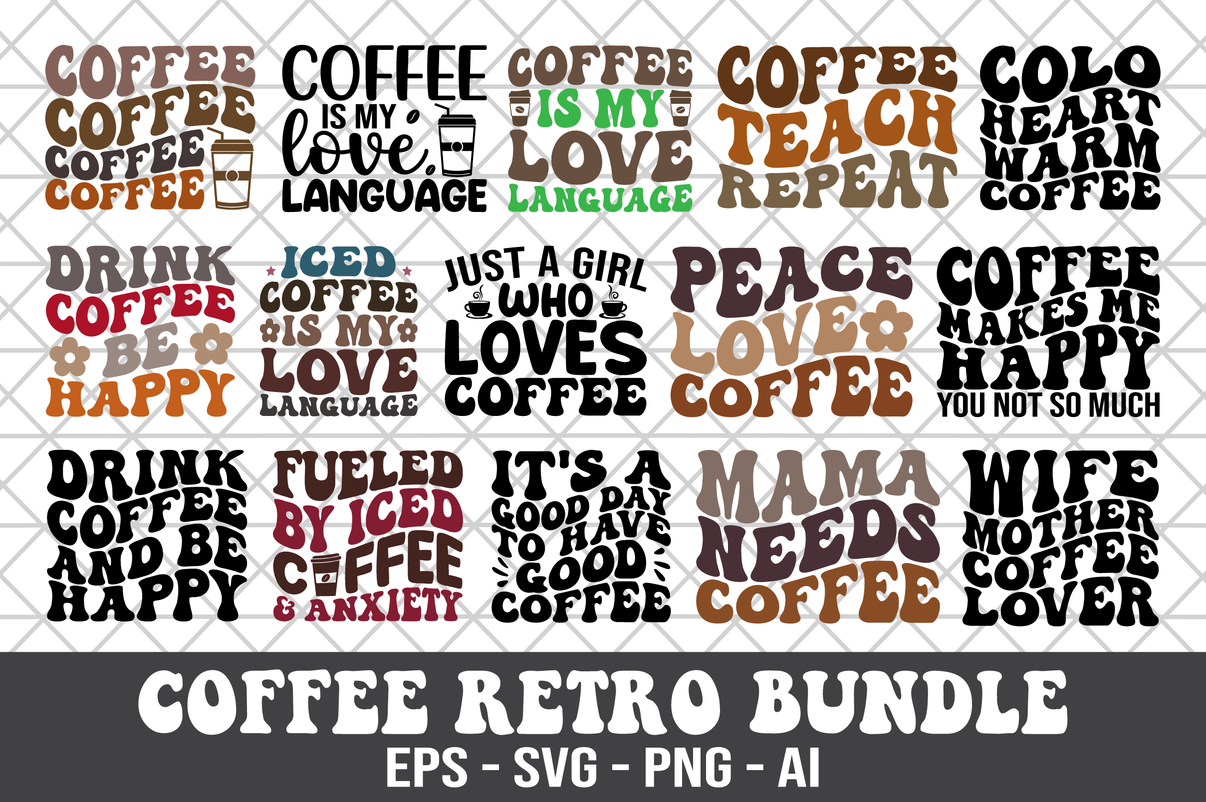 Coffee Retro Design Bundle SVG Graphic by Craftking · Creative Fabrica