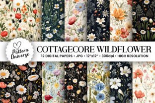 Cottagecore Wildflowers Digital Papers Graphic by Pattern Universe ...