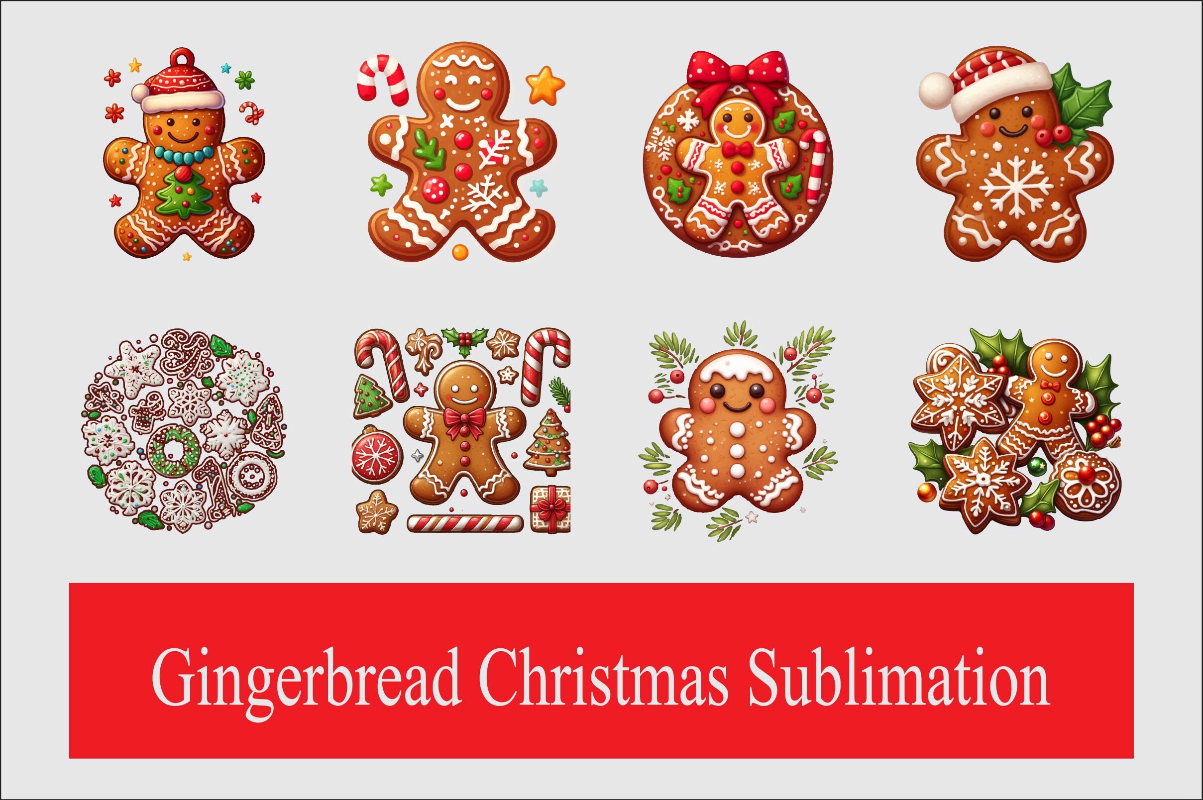 Gingerbread Christmas Sublimation Bundle Graphic by Crafted Wonders ...