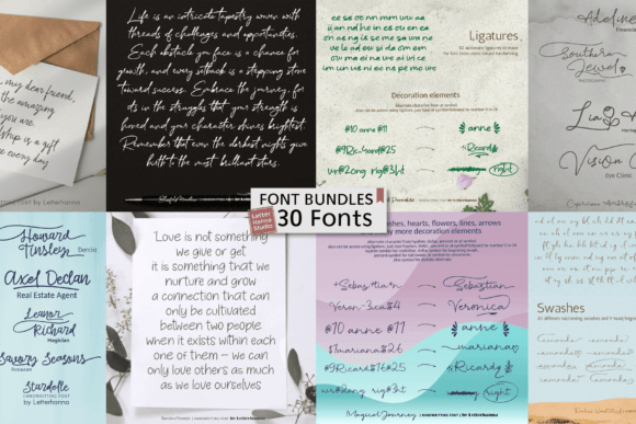 Handwritten Bundle Font PNG with transparent background - Preview 1
