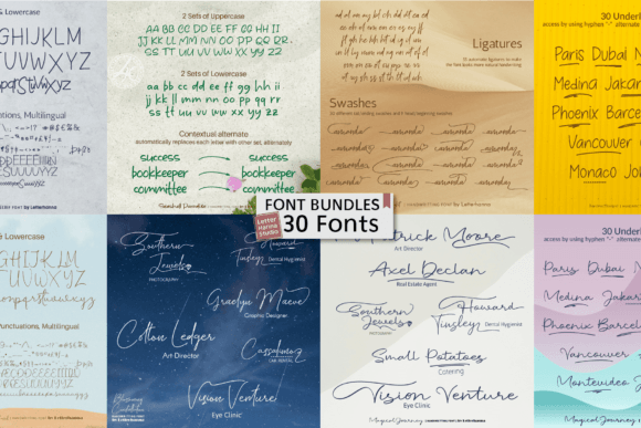 Handwritten Bundle Font PNG with transparent background - Preview 4