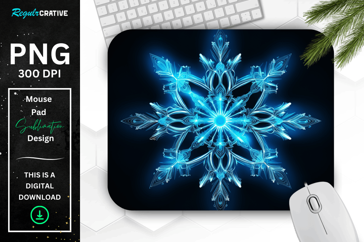 Computer Mouse Snowflake Neon Glowing Snowflake Mouse Pad Graphic by Regulrcrative · Creative ...