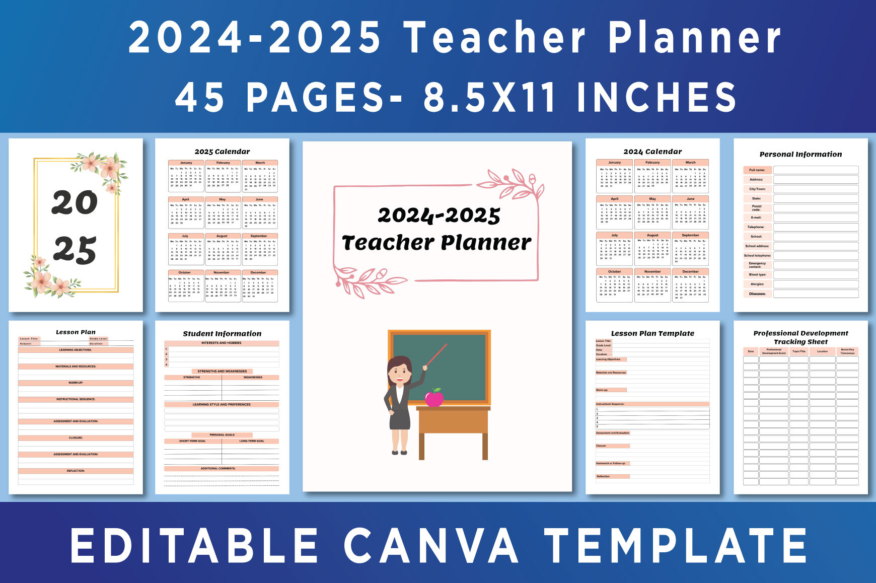 2024-2025 Teacher Planner Canva Graphic by KDP GRAVITY · Creative Fabrica