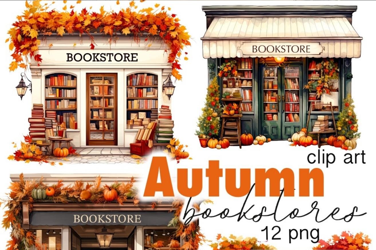 Autumn Bookstore Digital Fall Designs Graphic by Tanya Kart · Creative ...