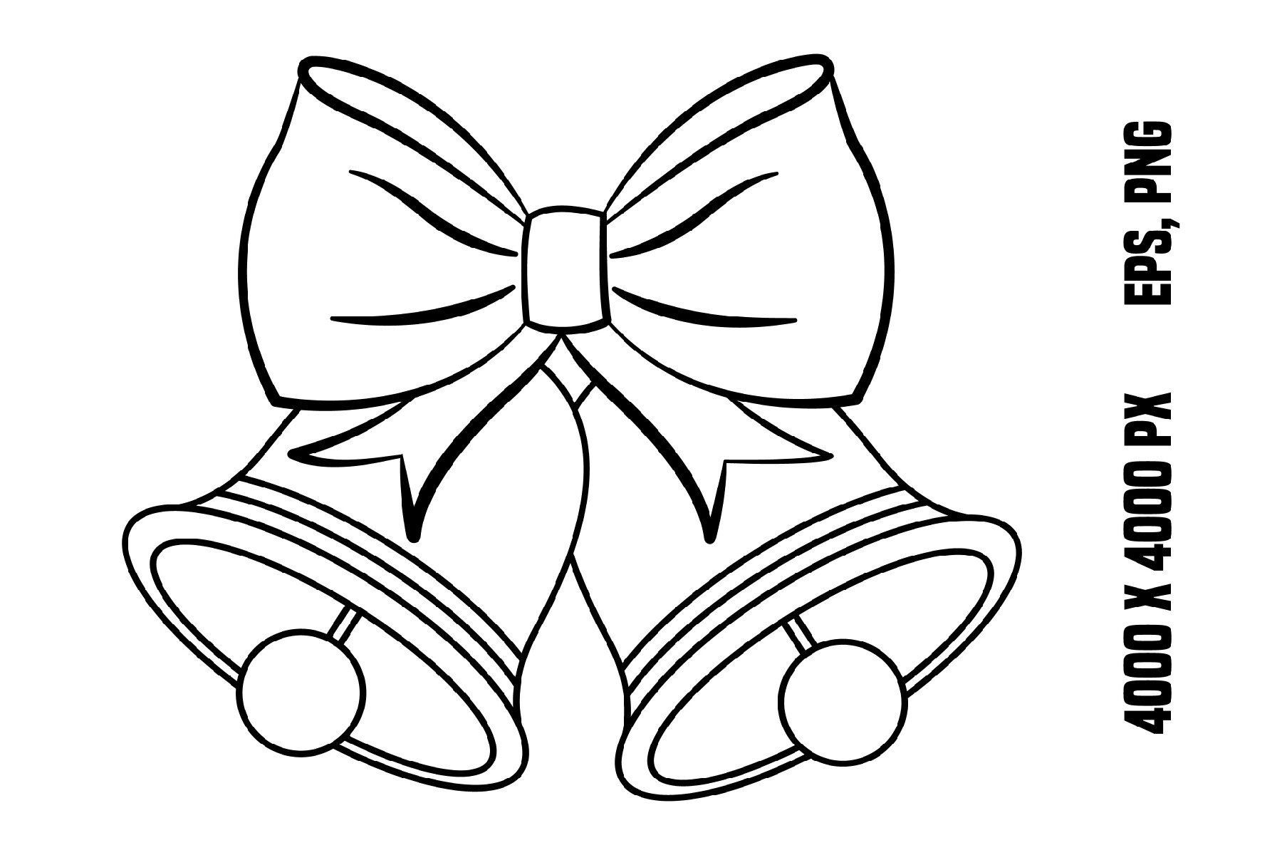 Christmas Bells with Bow for Coloring