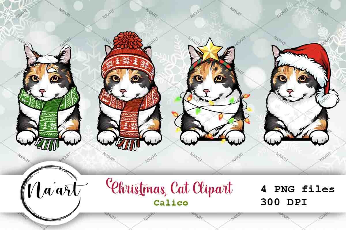 Christmas Cat Clipart – Calico Graphic by Na'Art · Creative Fabrica