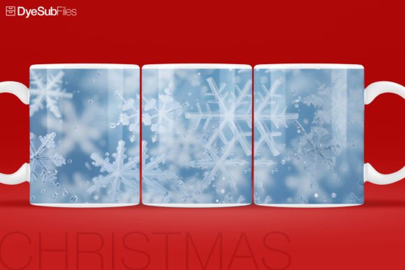 Christmas Snowflake Sublimation Mug Wrap Graphics 1