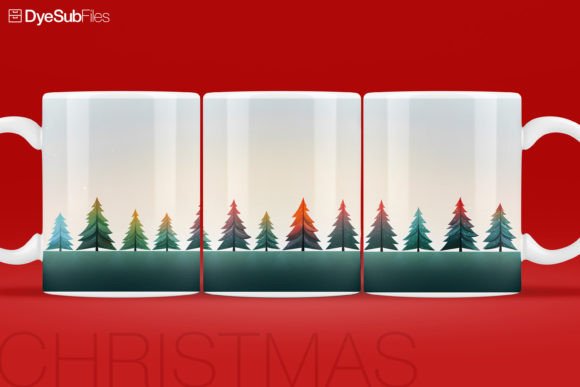 Christmas Trees Dyesub Coffee Mug Wrap Graphics 1