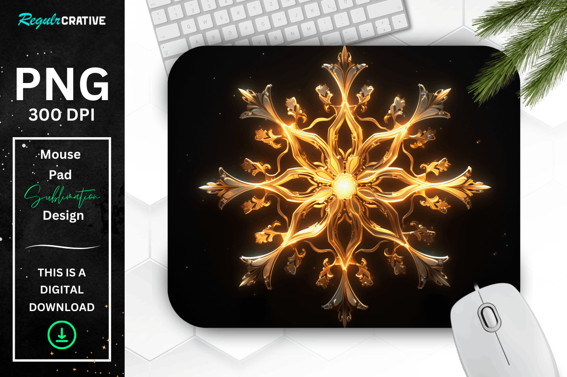 Computer Mouse Snowflake FREE Neon Glowing Snowflake Mouse Pad Graphic by Regulrcrative ...