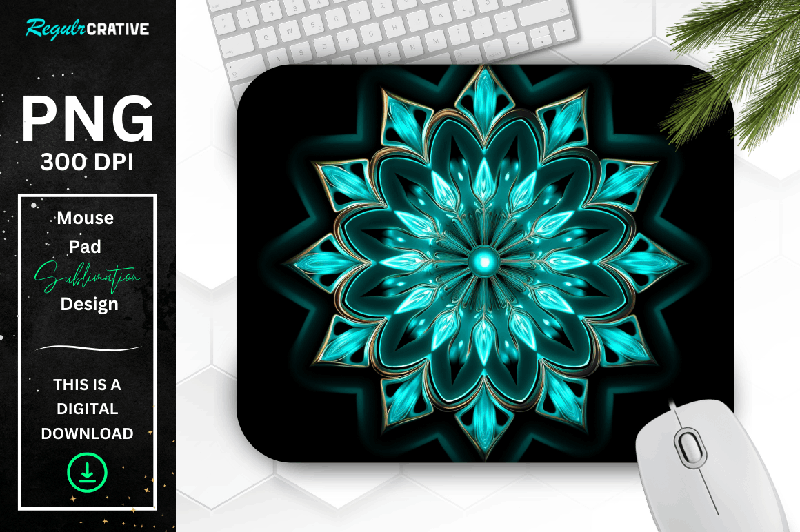 Computer Mouse Snowflake FREE Neon Glowing Snowflake Mouse Pad Graphic by Regulrcrative ...