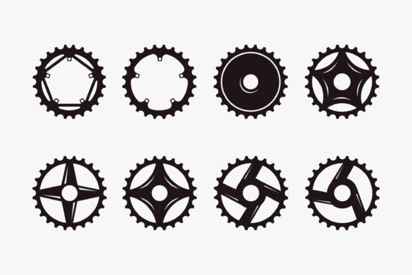 Set of Bike Crank Vector Element