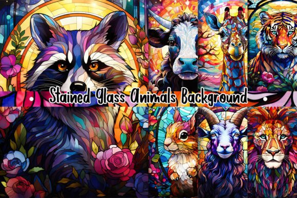 Stained Glass Animals Background