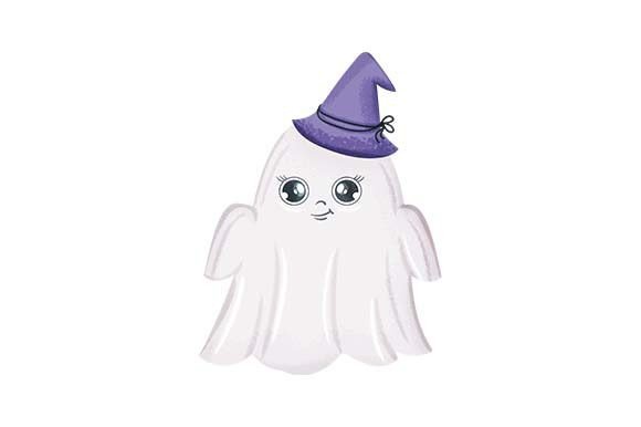 Cute Ghost with Witch Hat