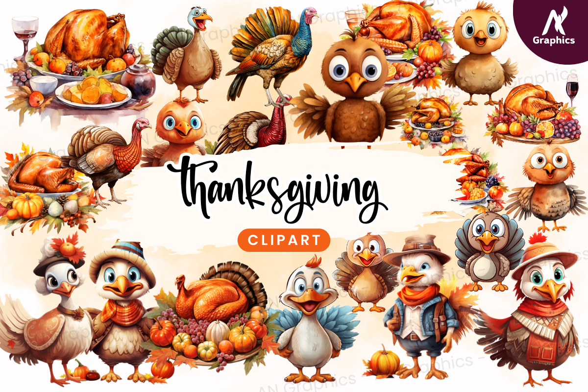 22 Thanksgiving Clip Art Bundle Graphic by AN Graphics · Creative Fabrica