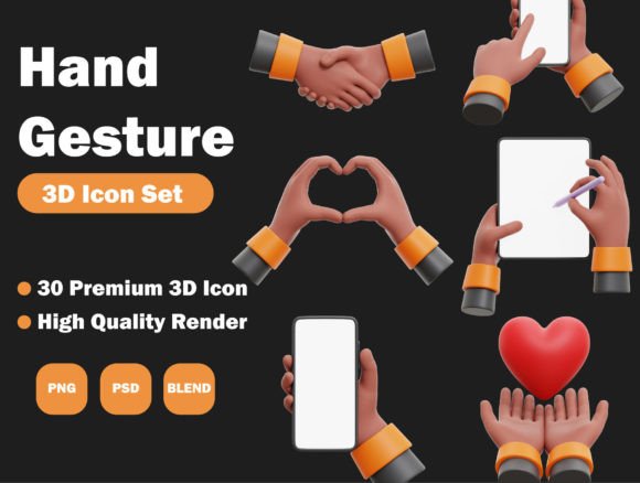 3D Iconic Hand Gestures Pack Grafika Ikony Przez Kentung3D