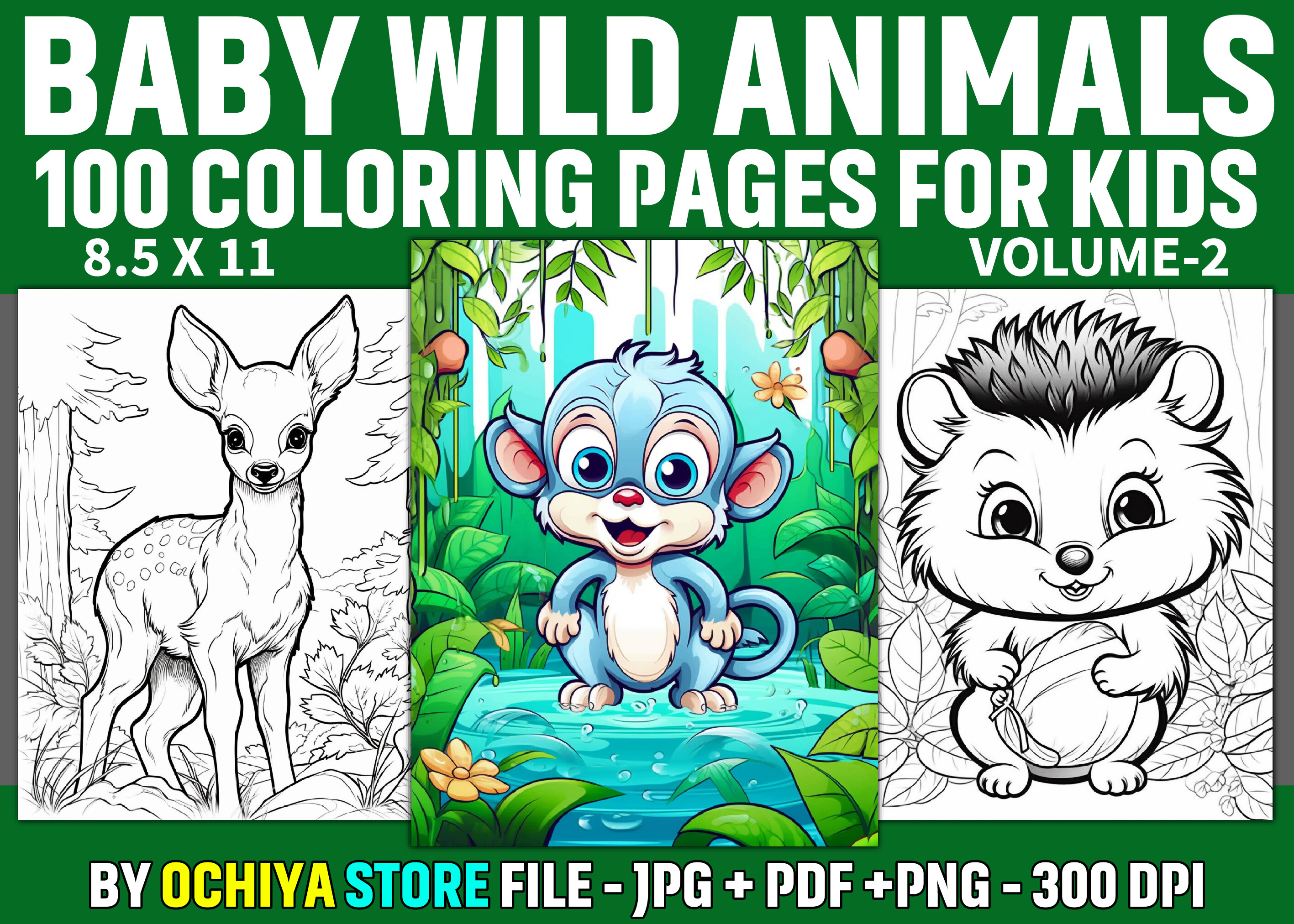 Cute Baby Wild Animals Coloring Pages