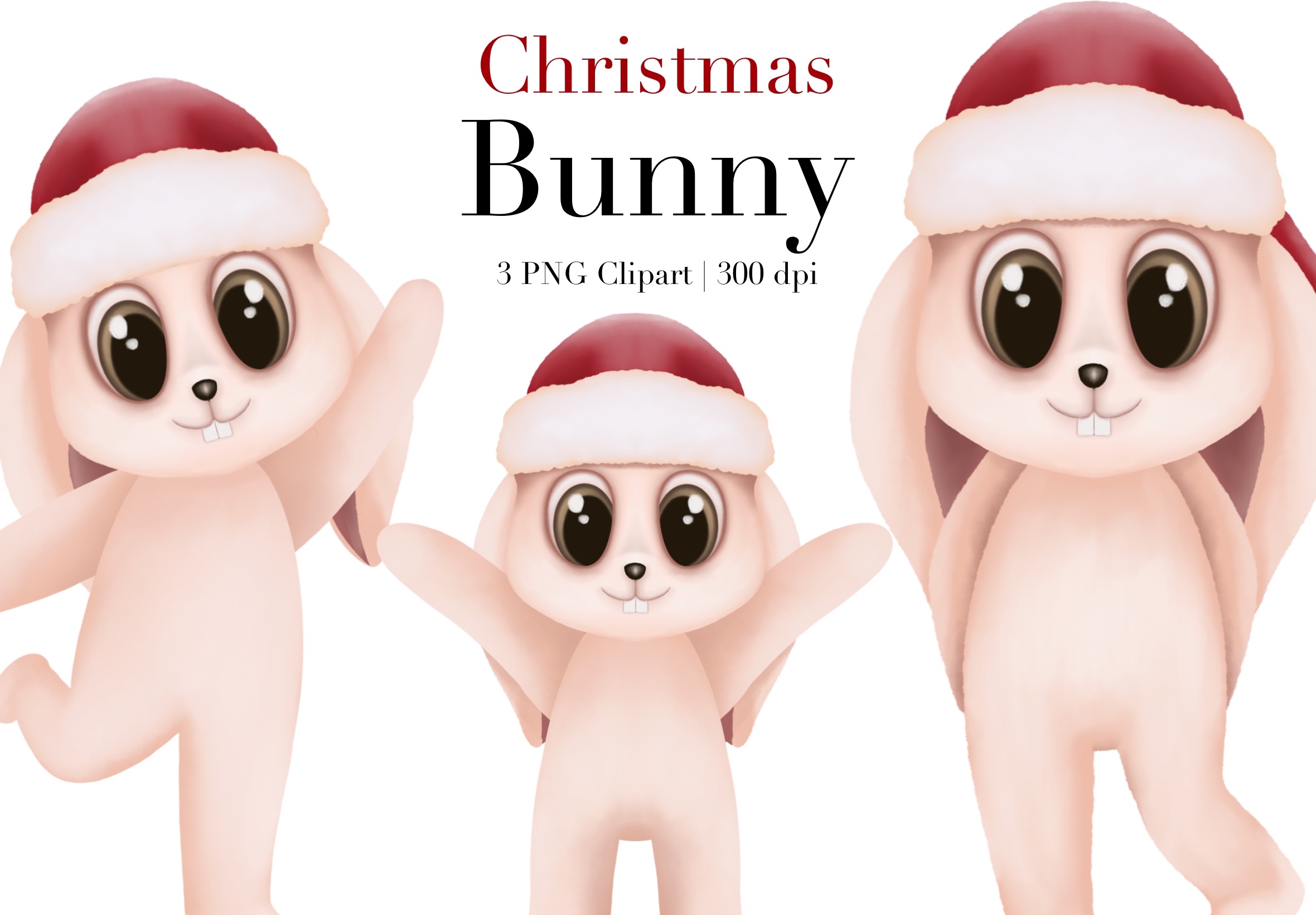 Cute Bunny Watercolor Christmas Clipart Graphic by KisbyArt · Creative ...