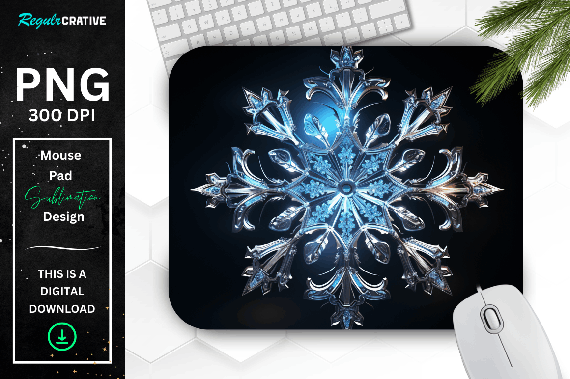 Computer Mouse Snowflake Neon Glowing Silver Snowflake Mouse Pad Graphic by Regulrcrative ...