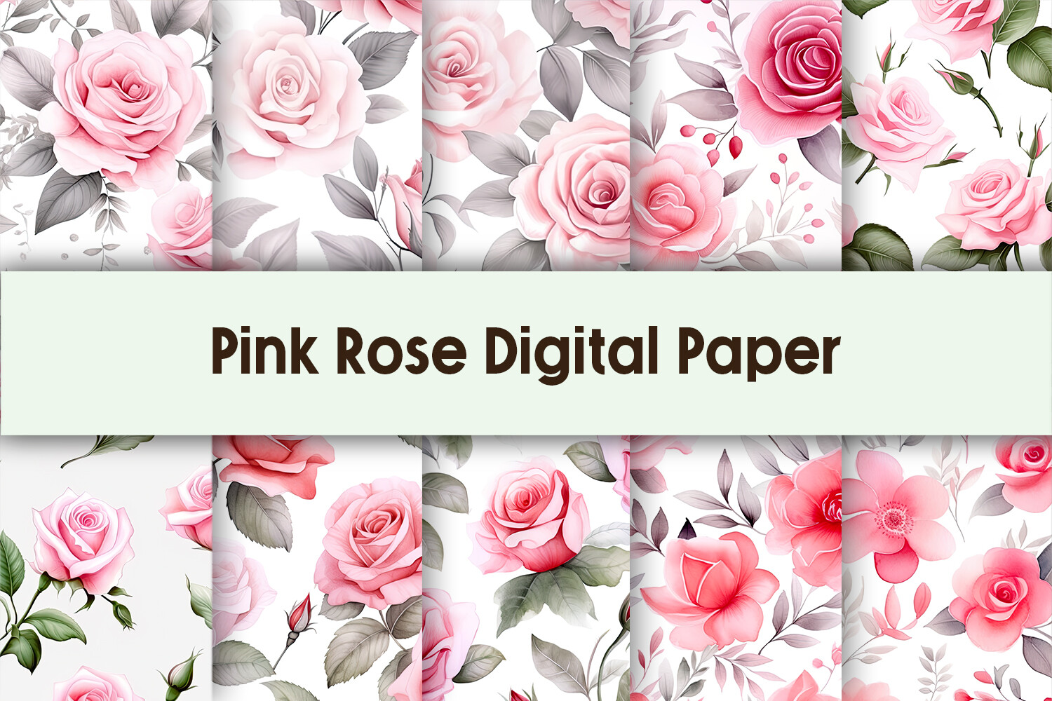 Pink Rose Digital Paper Background Graphic by Pamilah · Creative Fabrica