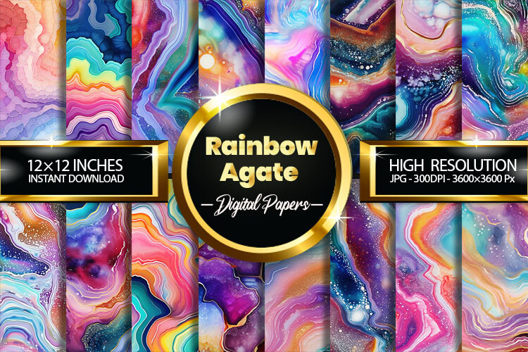 Rainbow Agate Digital Papers Graphic by Hurairagraphics · Creative Fabrica
