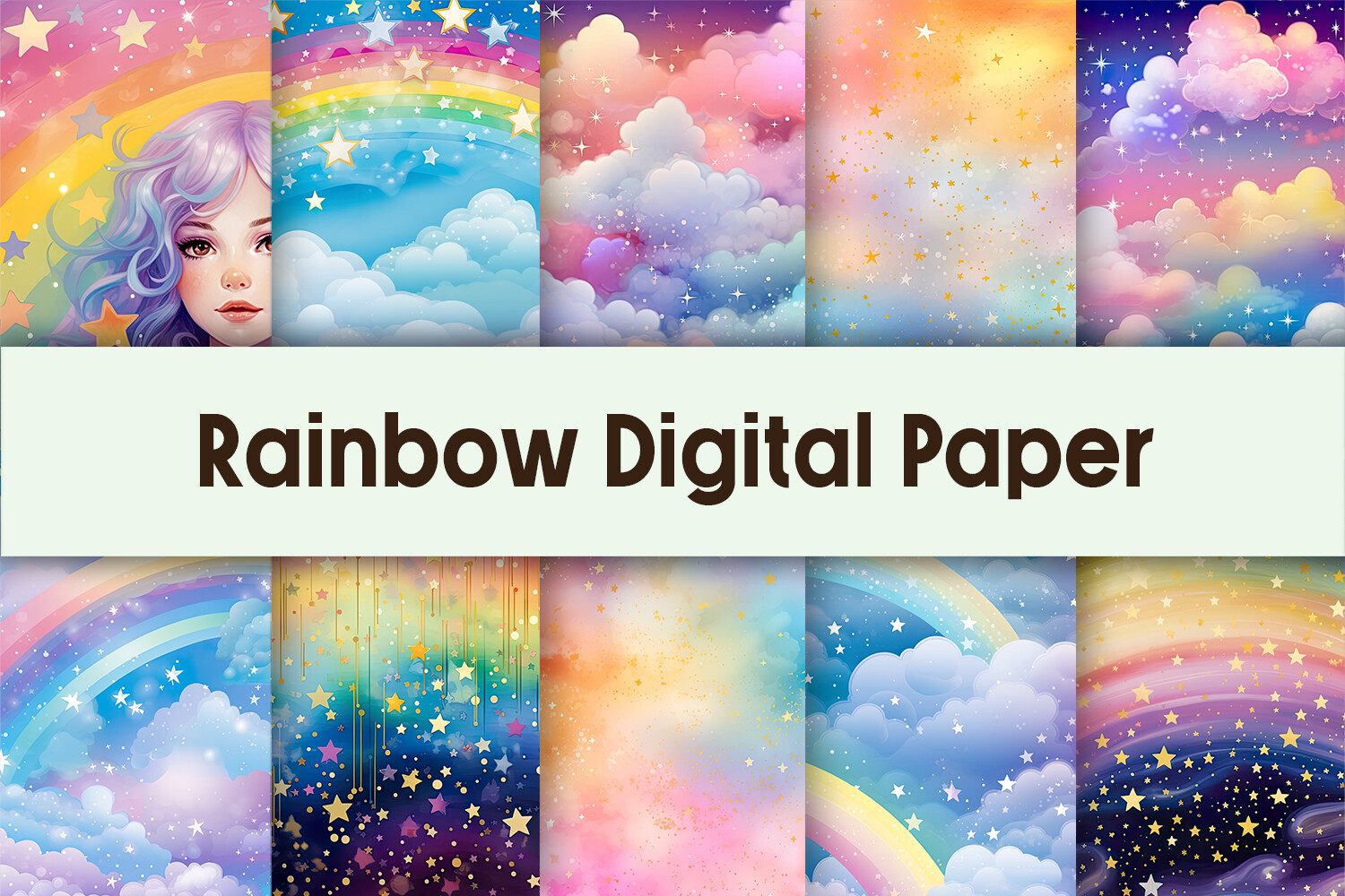 Rainbow Digital Paper Background Graphic by Pamilah · Creative Fabrica