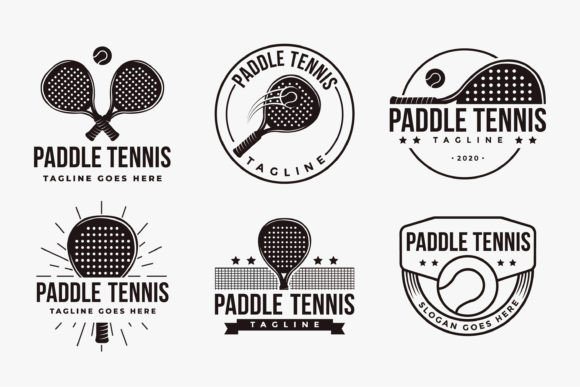 Set of Vintage Paddle Tennis Logo